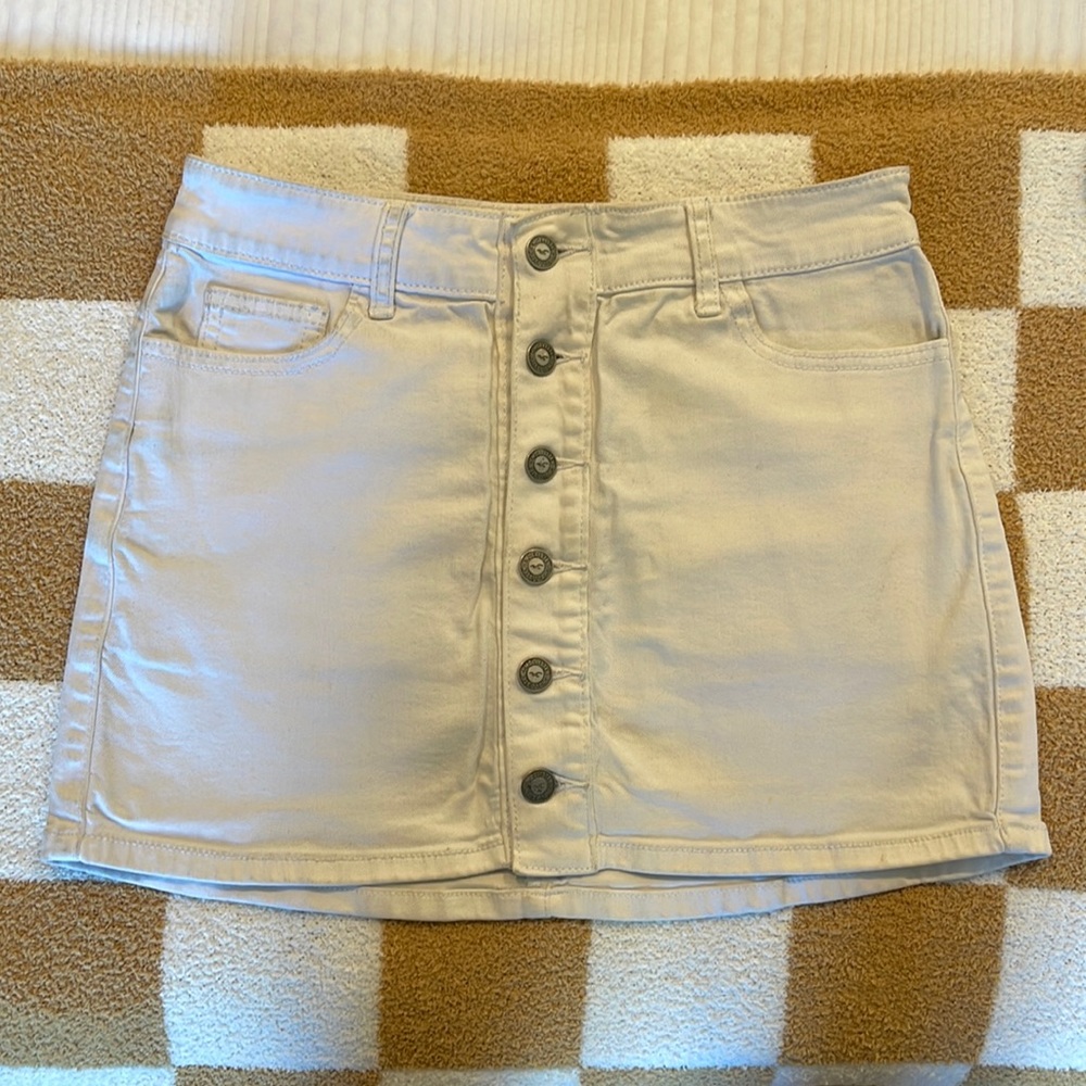 Hollister white denim skirt